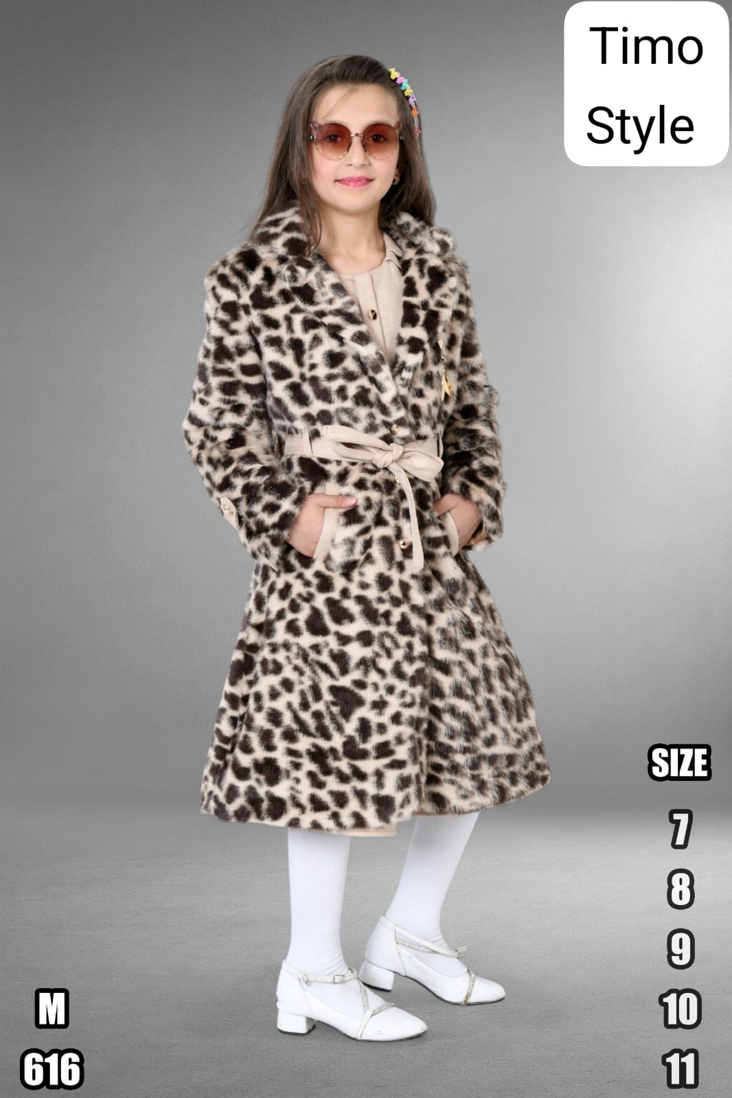 معطف فرو فاخر بنقشة النمر للبنات – تصميم أنيق شتوي